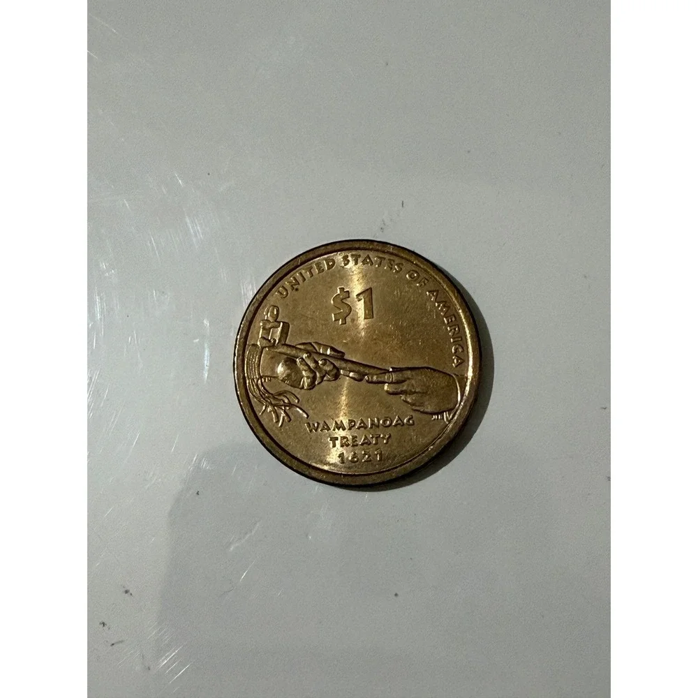 2011 P Sacagawea Native American Dollar Coin Wampanoag Treaty 1621‎ $1 Golden